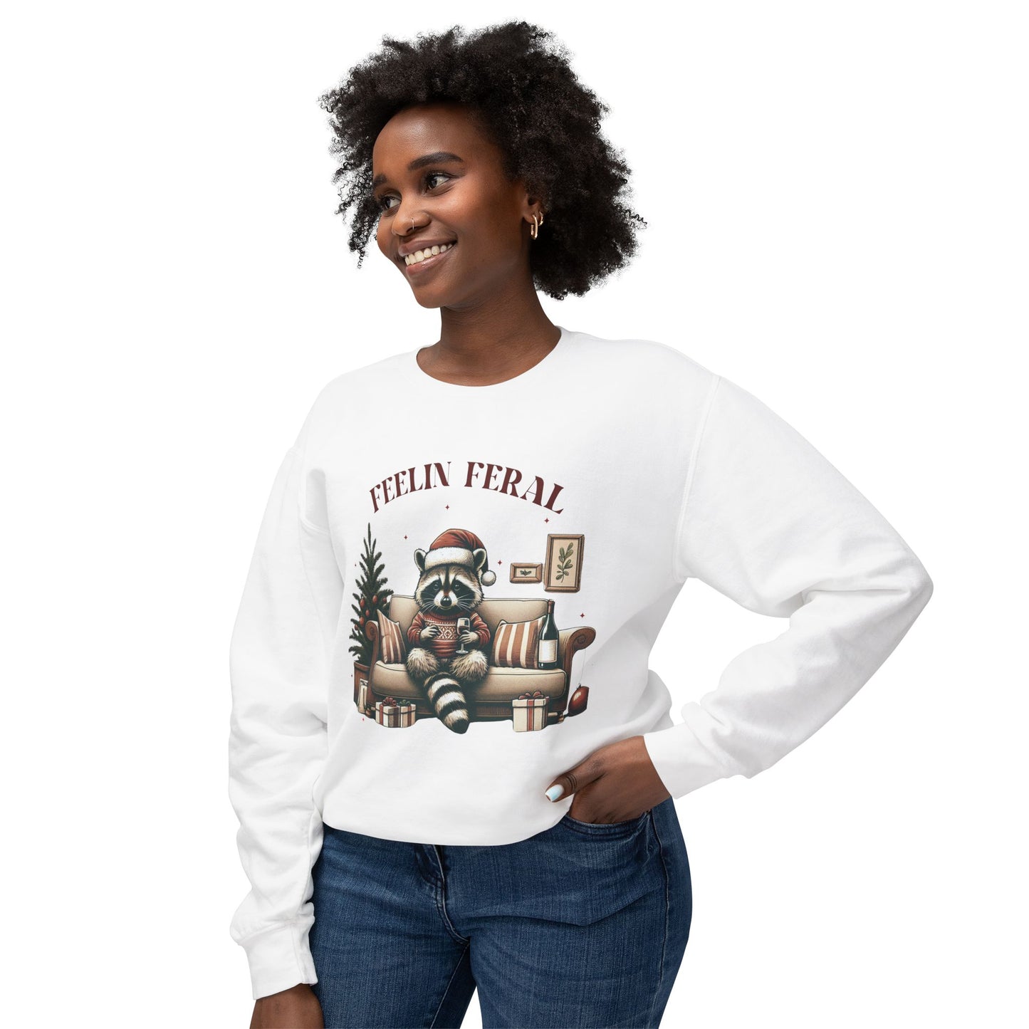 Christmas Feral Raccoon Crewneck Sweatshirt