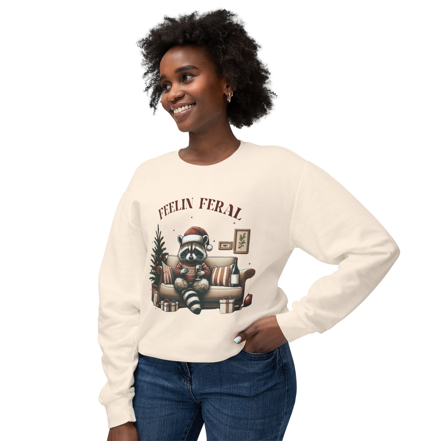 Christmas Feral Raccoon Crewneck Sweatshirt