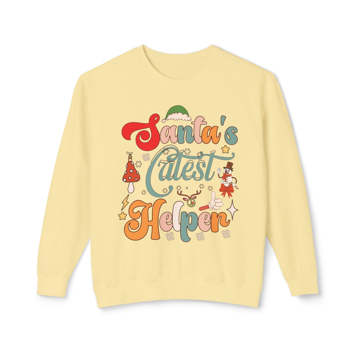 Santas Cutest Helper Unisex Lightweight Crewneck Sweatshirt