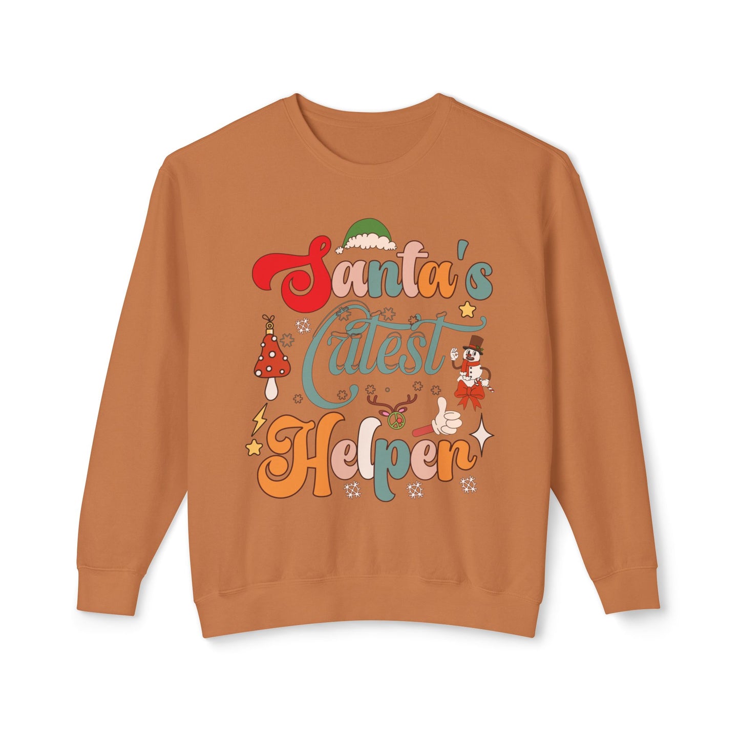 Santas Cutest Helper Unisex Lightweight Crewneck Sweatshirt