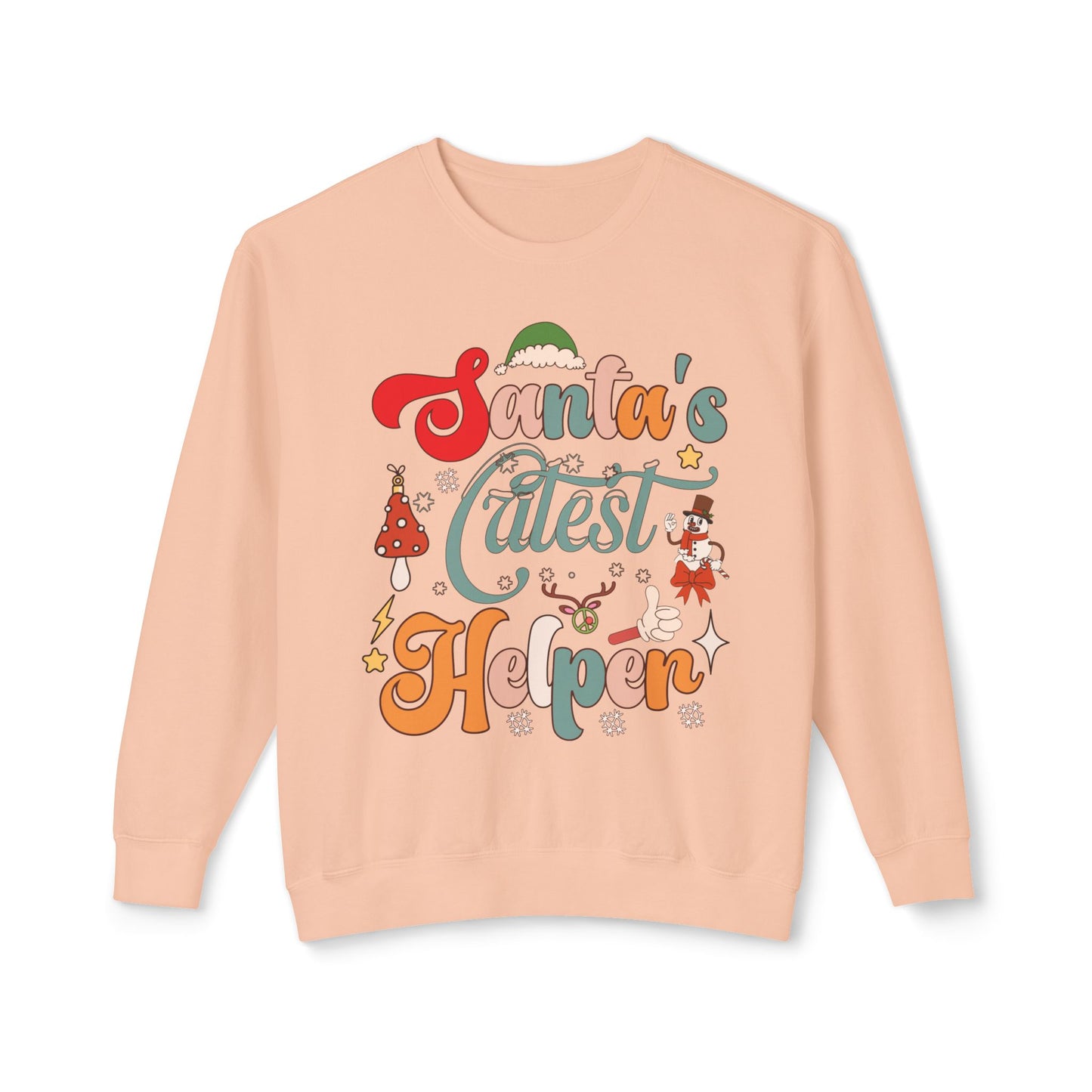 Santas Cutest Helper Unisex Lightweight Crewneck Sweatshirt