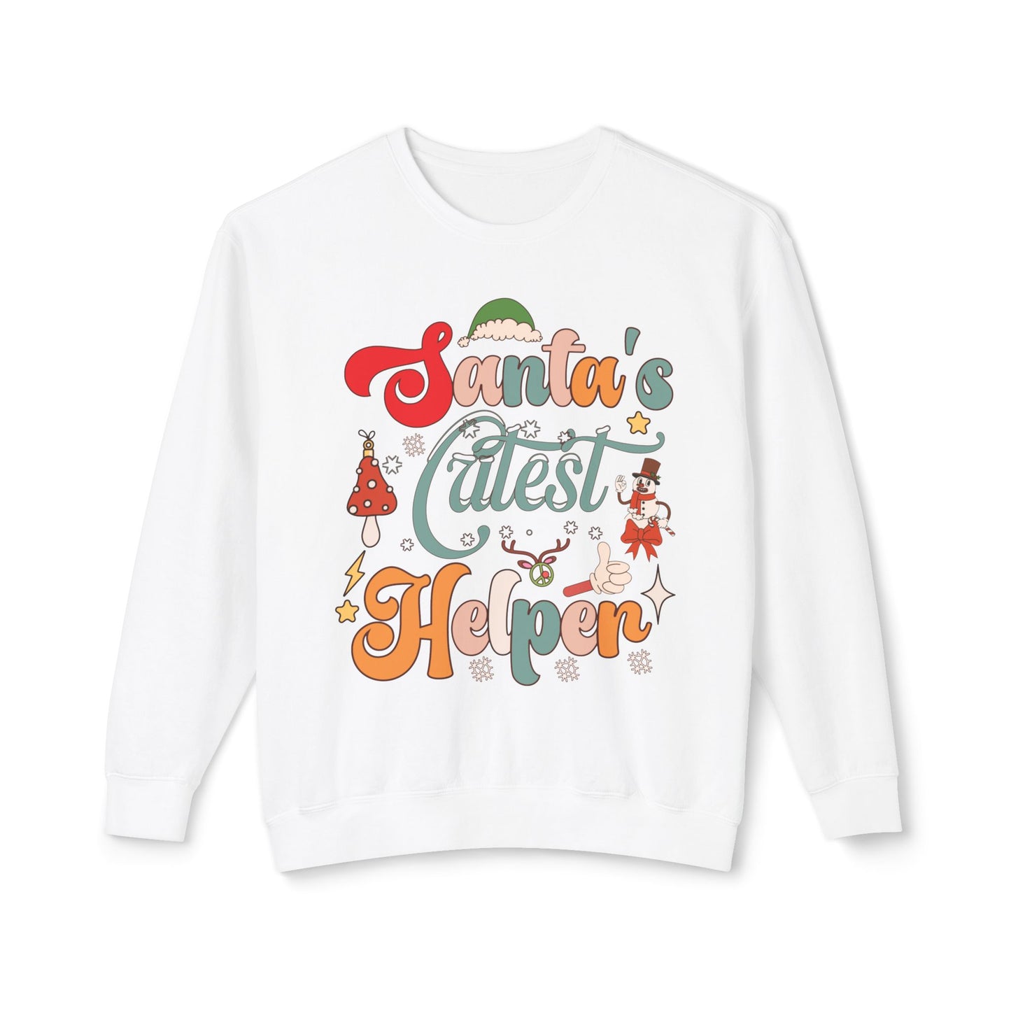 Santas Cutest Helper Unisex Lightweight Crewneck Sweatshirt