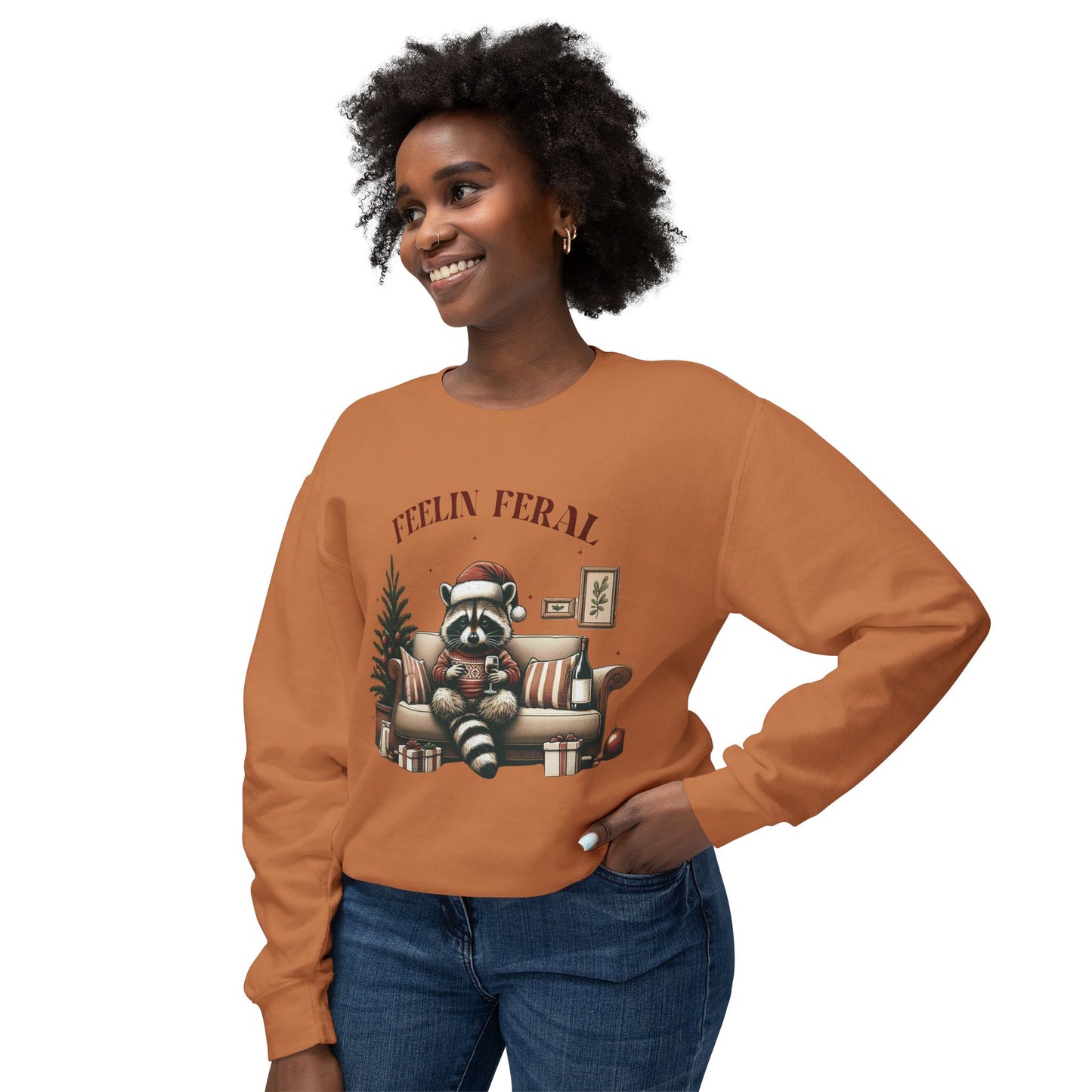 Christmas Feral Raccoon Crewneck Sweatshirt