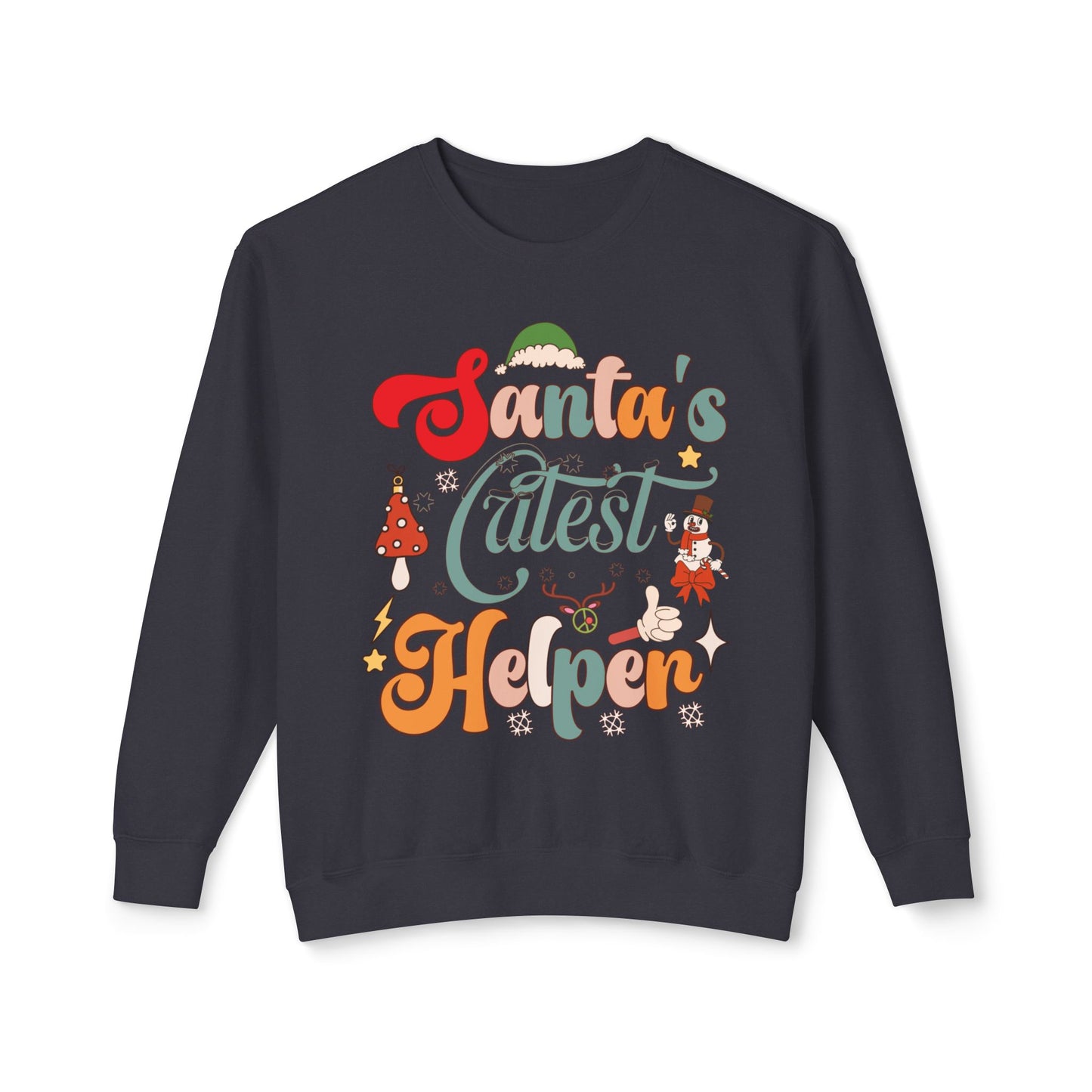 Santas Cutest Helper Unisex Lightweight Crewneck Sweatshirt