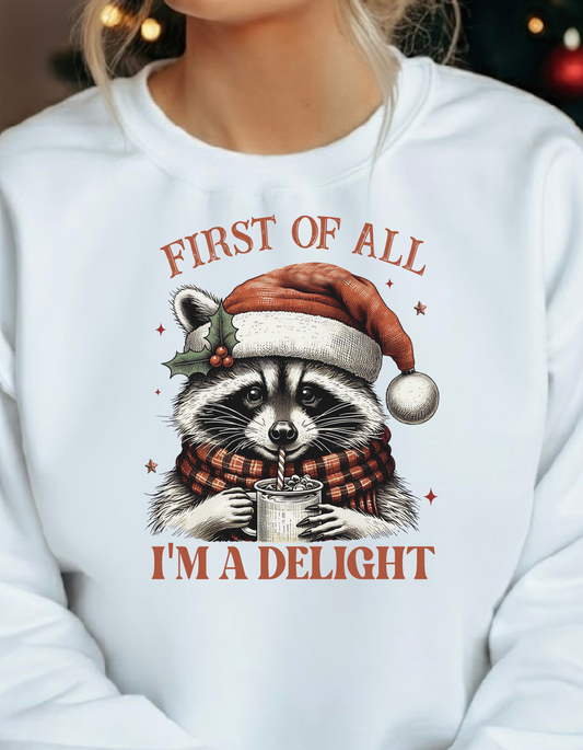 IM A Delight Holiday Raccoon Sweatshirt