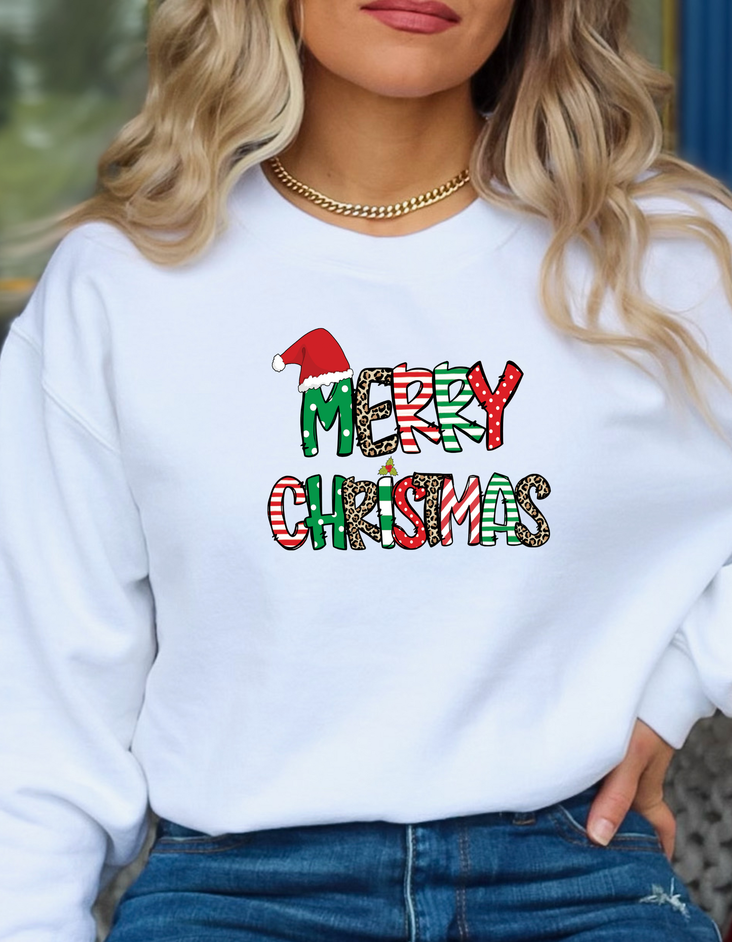 Christmas Lightweight Crewneck Sweatshirt - Merry Christmas Sweatshirt