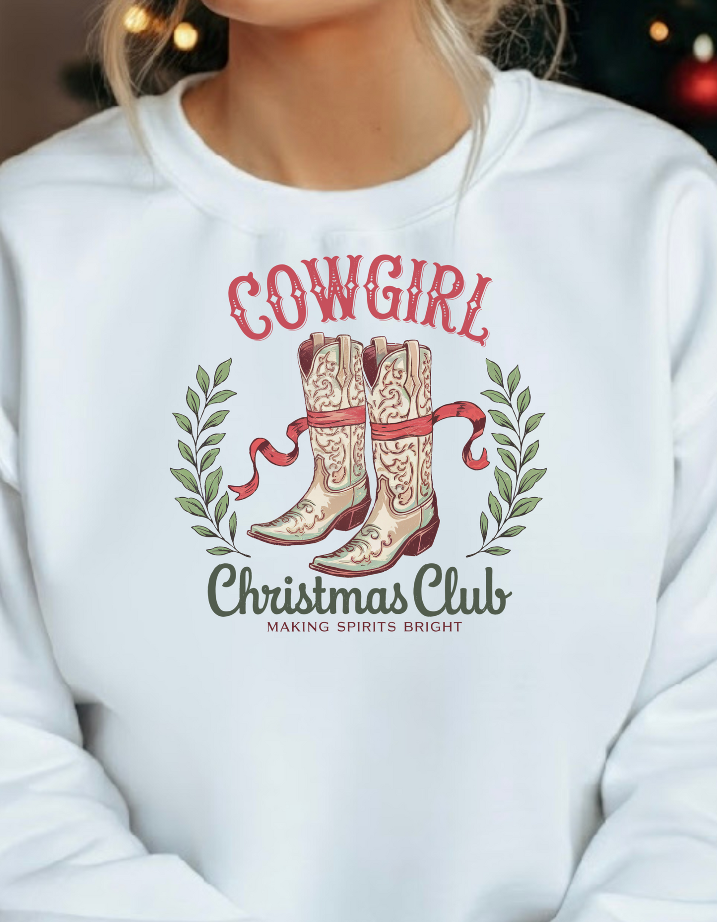 Cowgirl Christmas Club Sweatshirt - Unisex Lightweight Crewneck