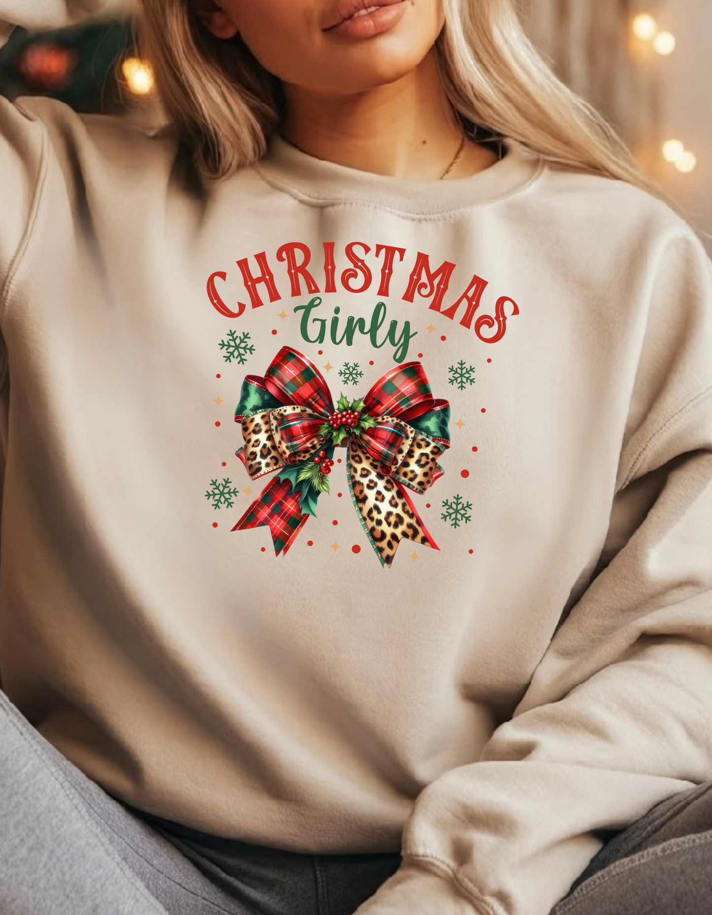 Christmas Girly Unisex Lightweight Crewneck Sweatshirt