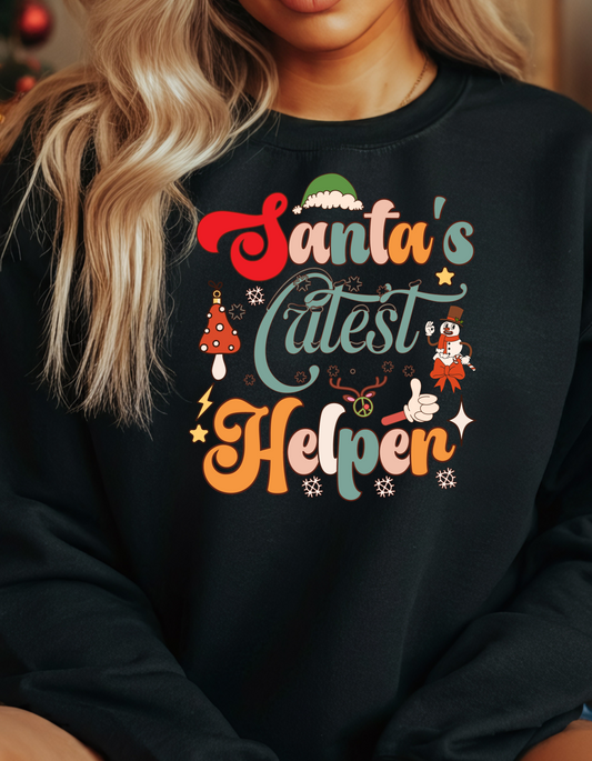 Santas Cutest Helper Unisex Lightweight Crewneck Sweatshirt