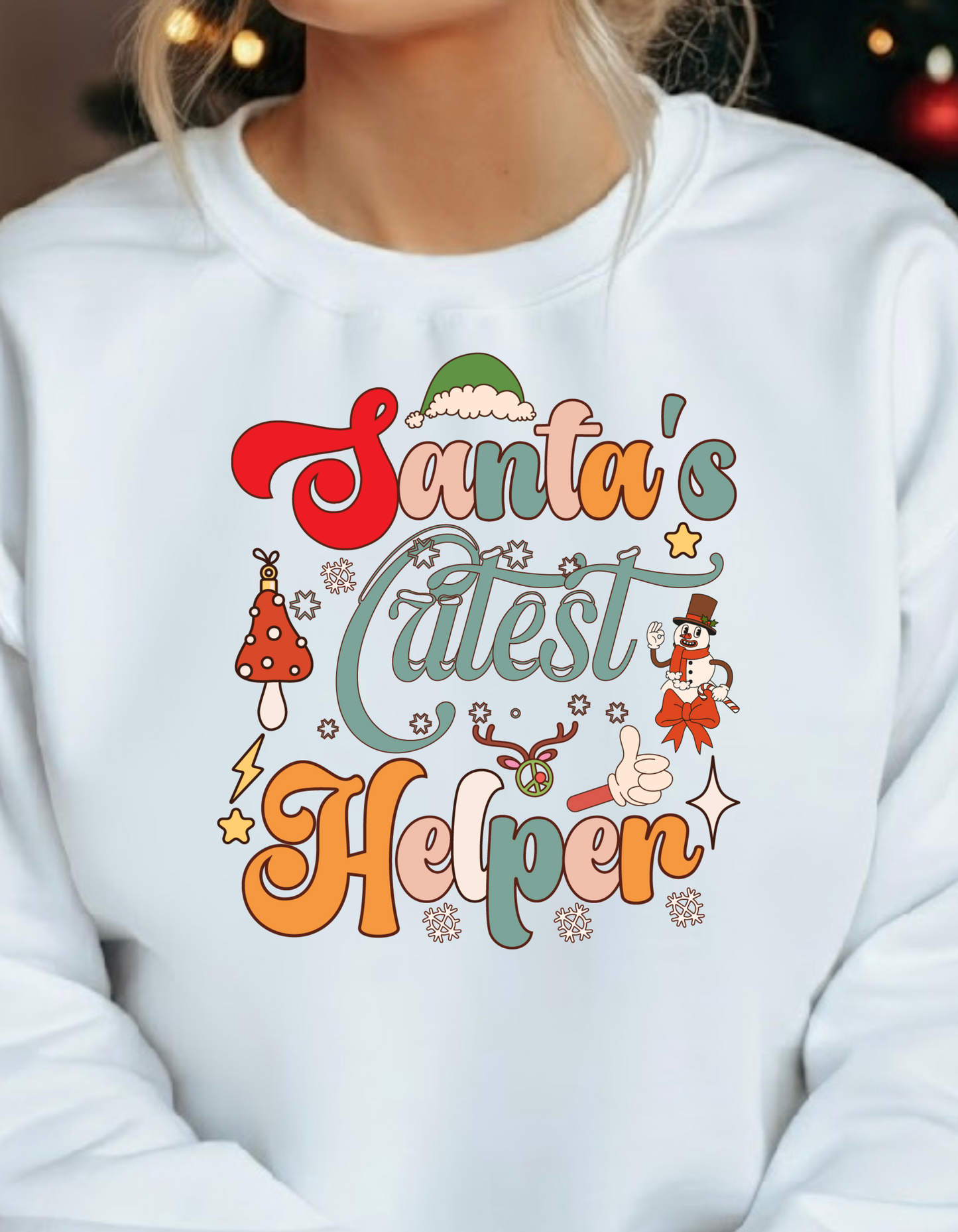 Santas Cutest Helper Unisex Lightweight Crewneck Sweatshirt