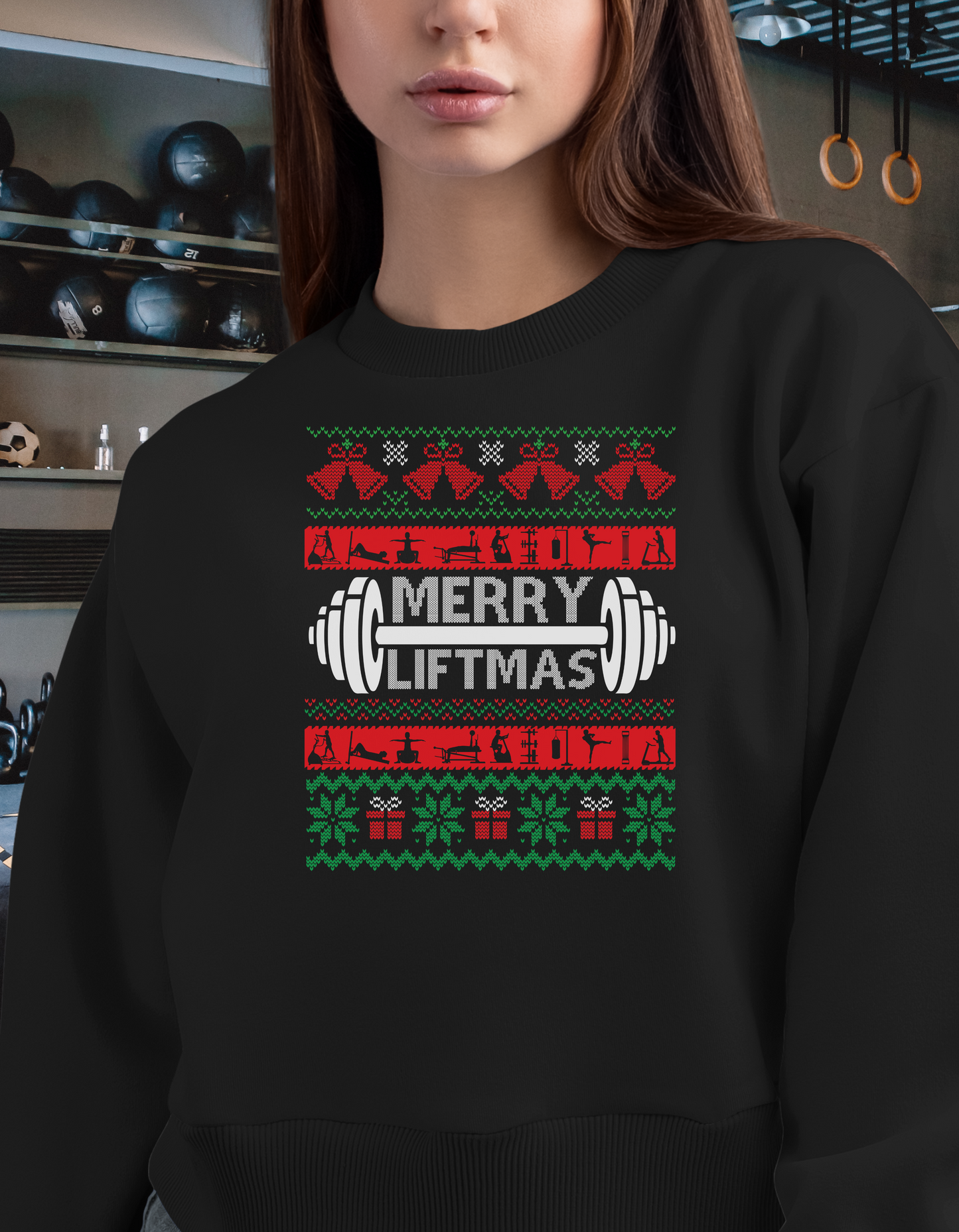 Christmas Lightweight Crewneck Sweatshirt - Merry Liftmas Design, Pump Cover