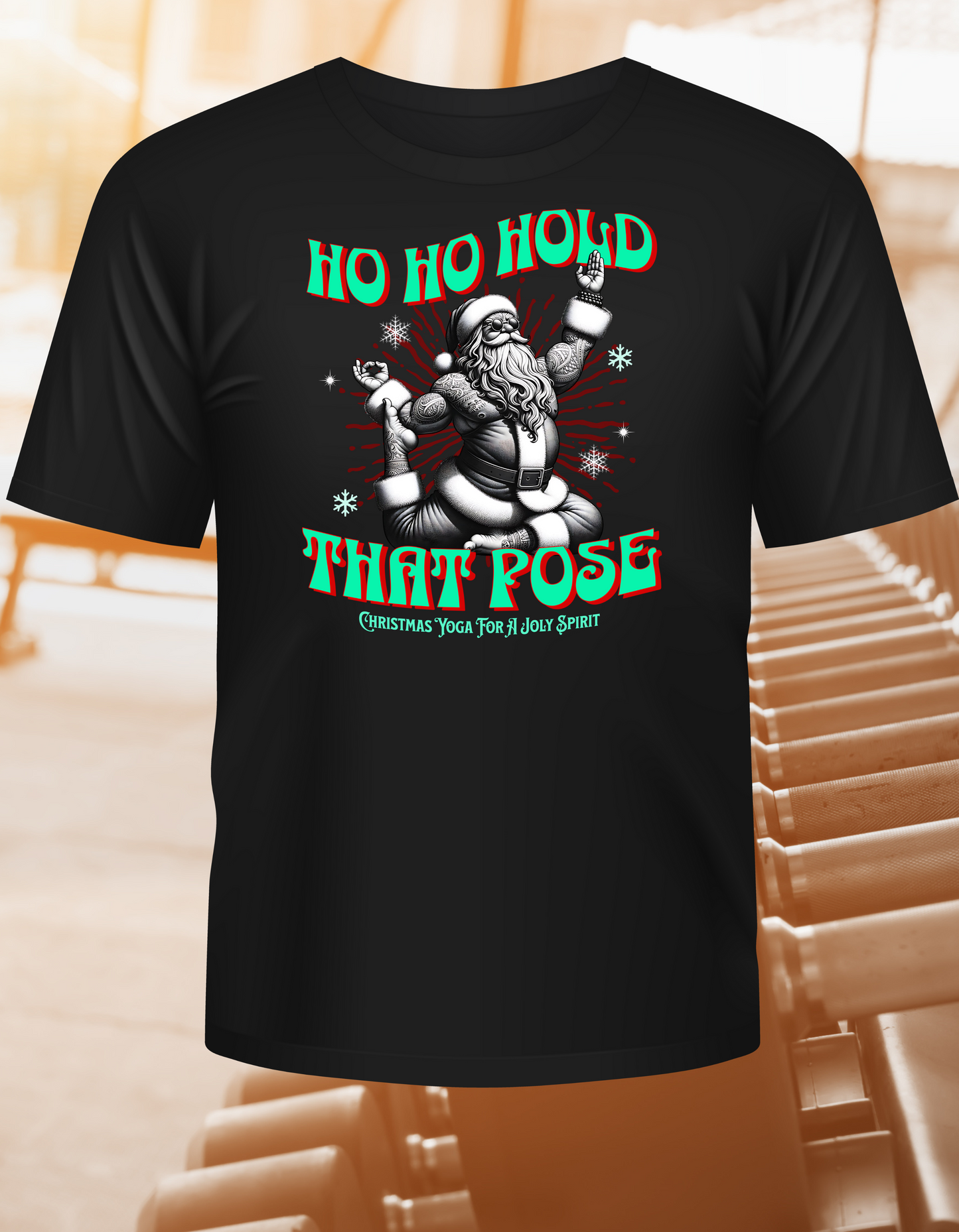 Organic Cotton Christmas T-shirt-Ho ho hold that pose yoga T Shirt