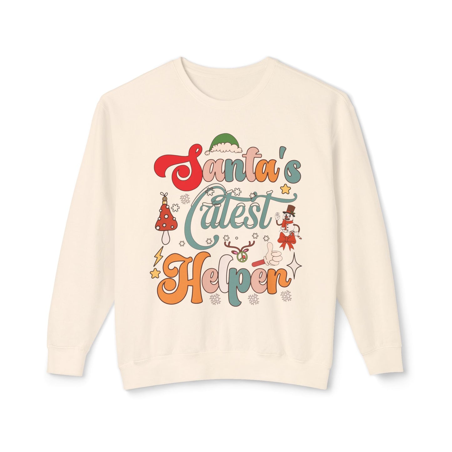 Santas Cutest Helper Unisex Lightweight Crewneck Sweatshirt