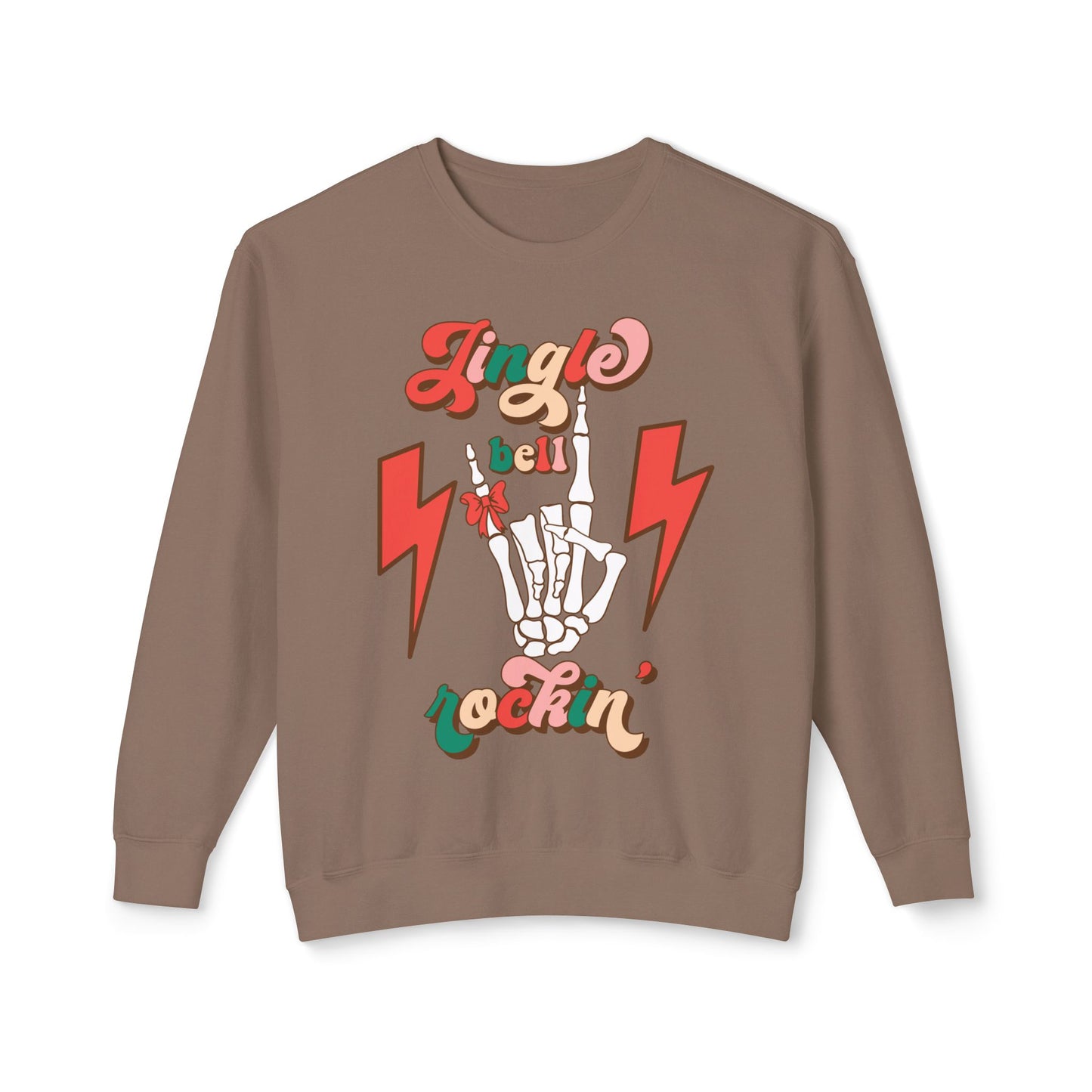 Jingle Bell Rockin Skull Hand Lightweight Sweatshirt Christmas Sweater Gift Holiday Gift Idea