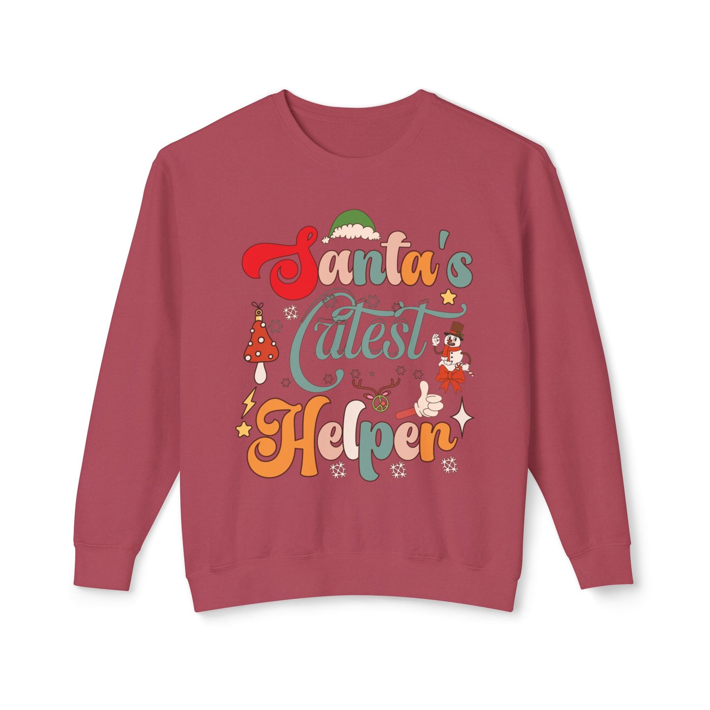 Santas Cutest Helper Unisex Lightweight Crewneck Sweatshirt