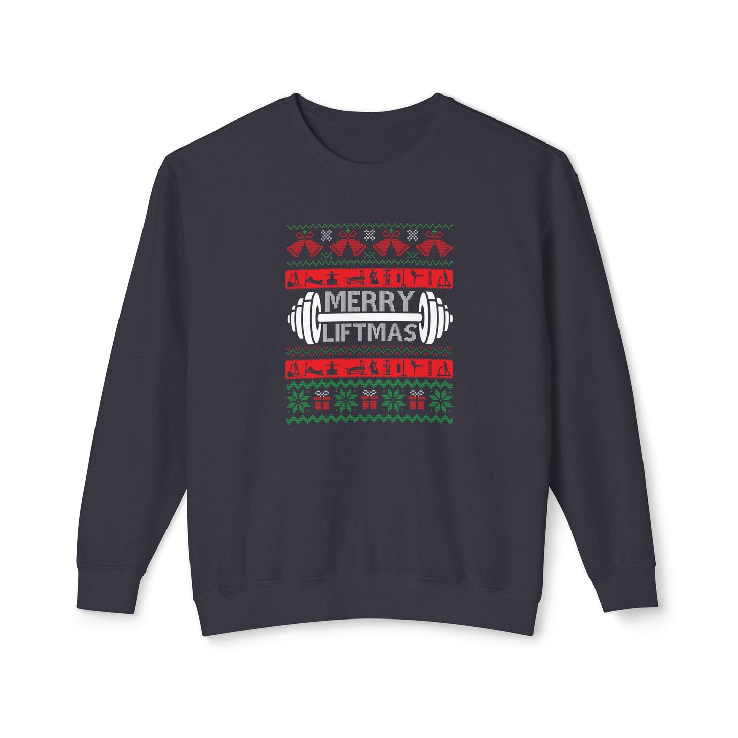 Christmas Lightweight Crewneck Sweatshirt - Merry Liftmas Design, Pump Cover