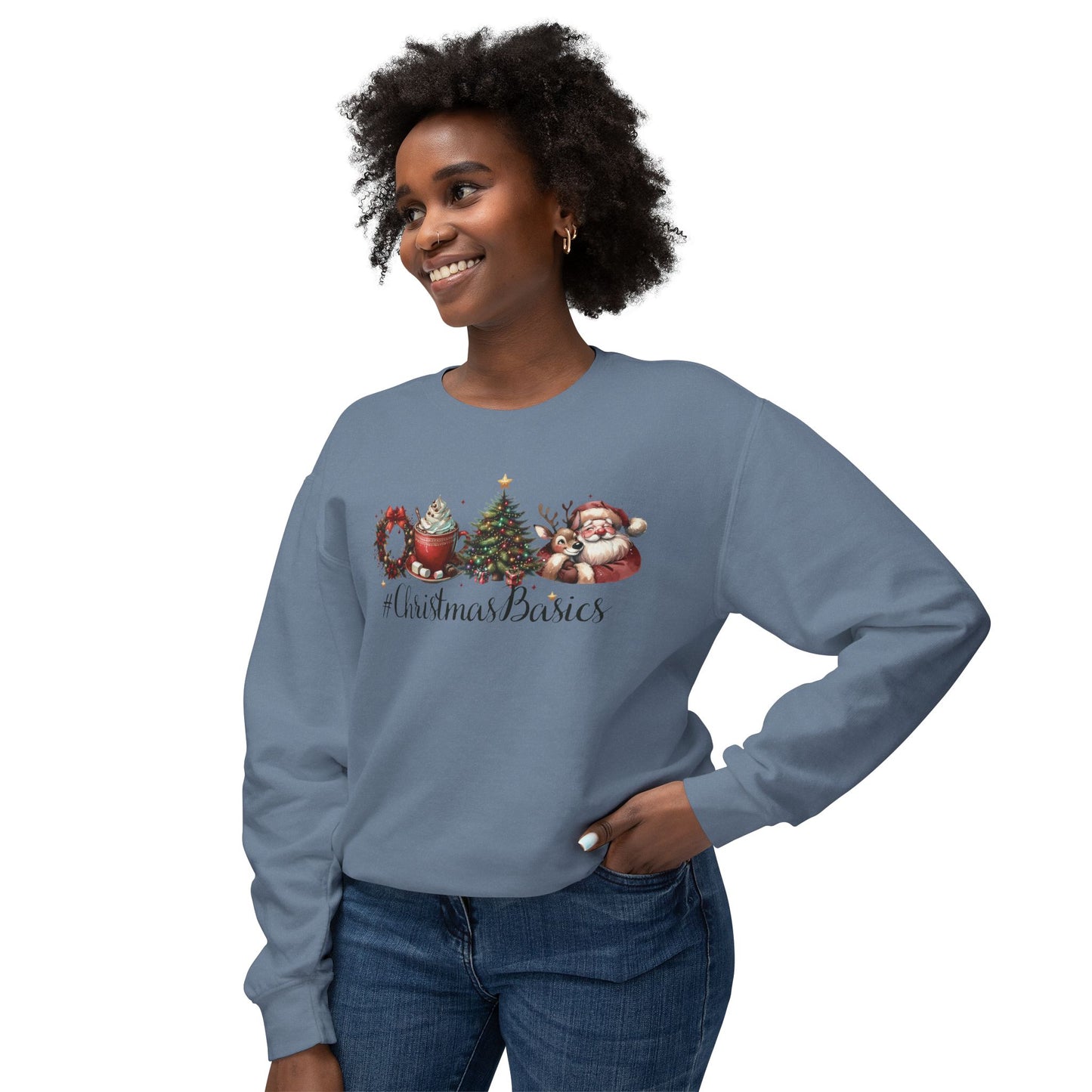 Christmas Basics Unisex Lightweight Crewneck Holiday Sweatshirt